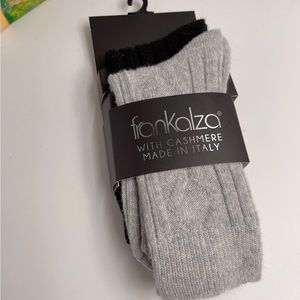 2 PR Frankalza Italy Ladies Boot Socks Merino Wool / Cashmere Blend